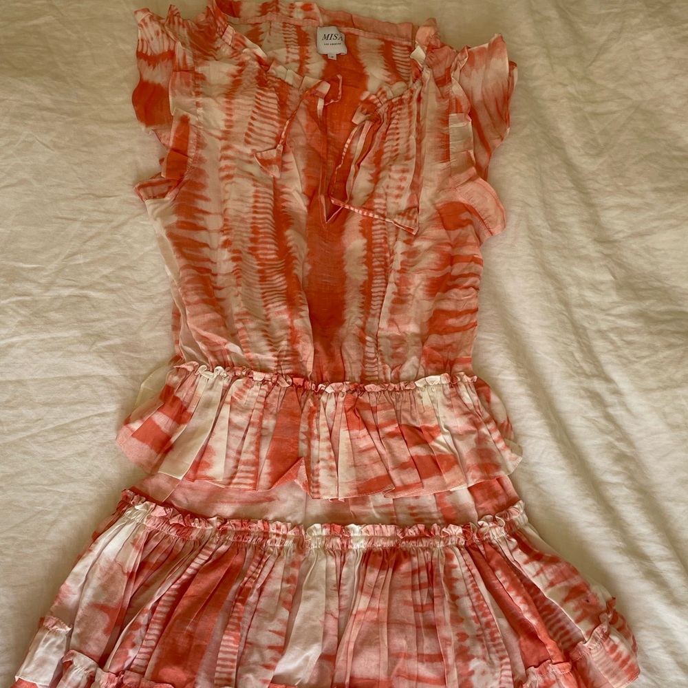 Small coral tie dye mini dress from Misa